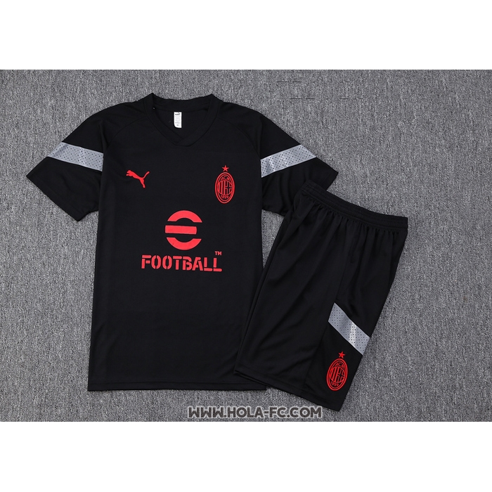 Chandal del AC Milan 2022-2023 Manga Corta Negro - Pantalon Corto
